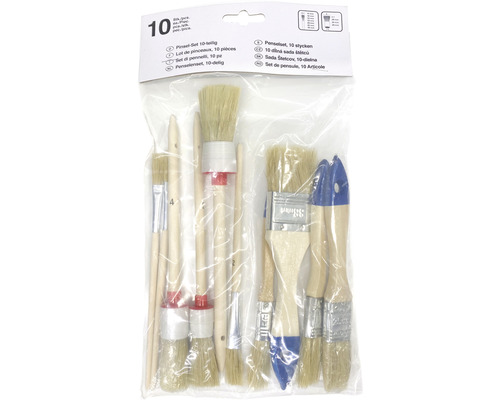 10-delige penselenset in plastic verpakking