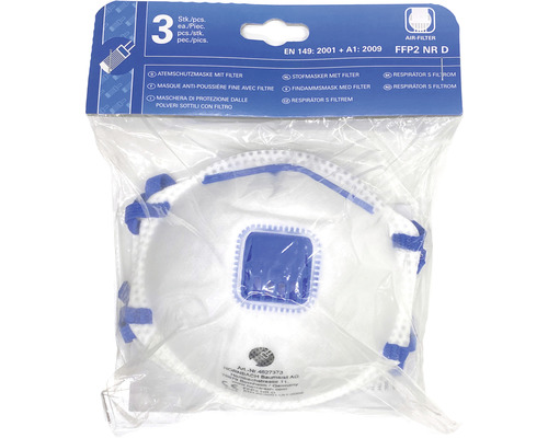 Ademhalingsmaskers FFP2 met filter, 3 stuks, verpakt