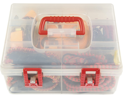 Assortimentsdoos gevuld met spanbanden en accessoires