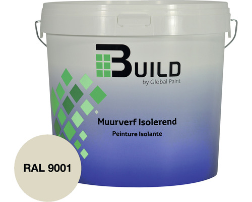 BUILD Muurverf isolerend mat RAL 9001 10 l Isolerende muurverf in emmer, RAL 9001
