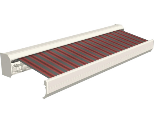 SOLUNA Zonnescherm Solide Comfort 600x300 cm met motor rechts, dessin 265 Zonnescherm met rode en grijze strepen