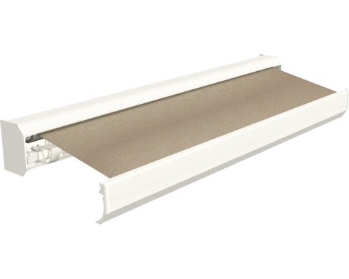 SOLUNA Zonnescherm Solide Luxe 550x300 cm met smart motor rechts, dessin 282 Zonnescherm met wit frame en doek