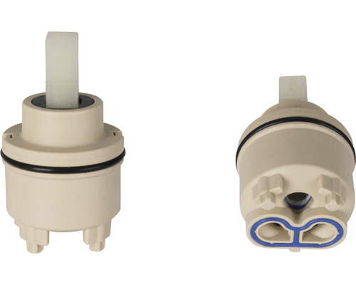 Keramische cartridge voor kranen, twee aanzichten