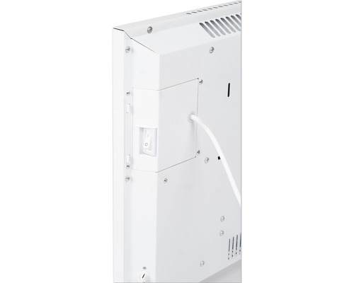 Detail van een radiator met schakelaar en kabel