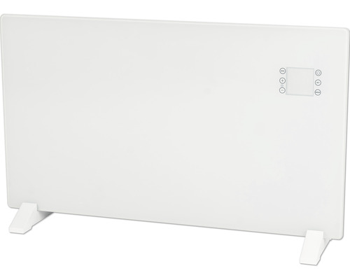 Witte radiator met display en voetstukken
