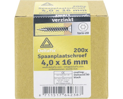 Spaanplaatschroeven 4,0 x 16 millimeter, 200 stuks