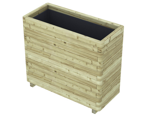 Rechthoekige plantenbak van hout met inzet