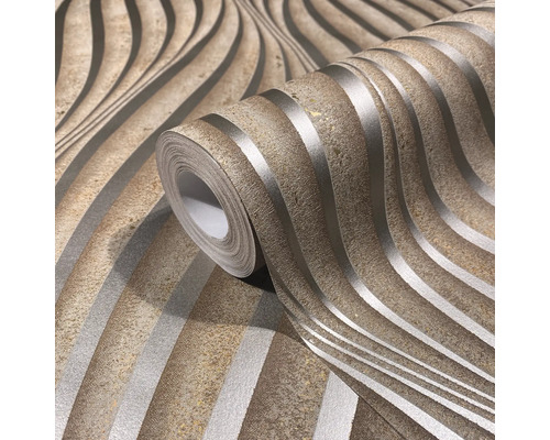 Rol behang met golvend streepmotief