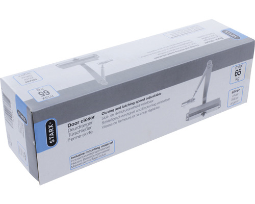 Verpakking van een zilverkleurige deurdranger tot maximaal 65 kilogram van Starx