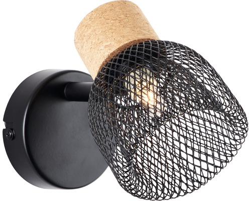 Wandlamp met metalen gaaskap en kurken element