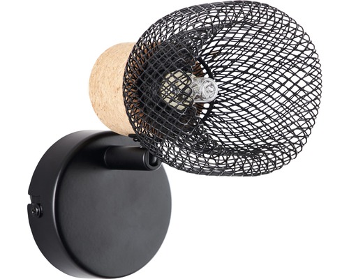 Wandlamp met lampenkap van metaalgaas en kurk element