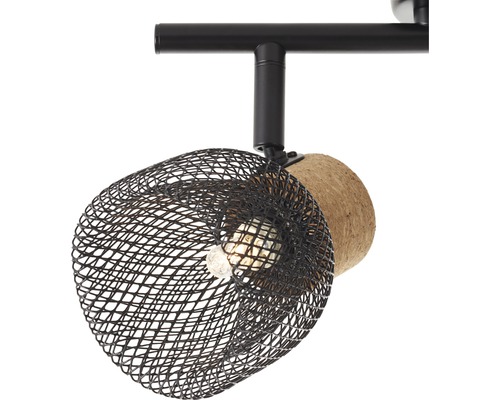 Plafondlamp met metalen draadlampenkap en kurkelement