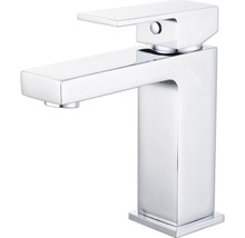 Wastafelkraan van verchroomd metaal met hendel