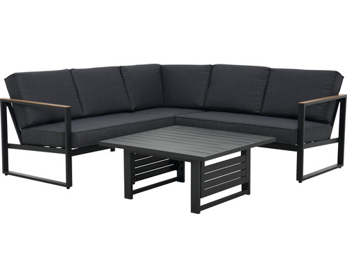 GARDEN PLACE Lounge diningset Viven aluminium antraciet incl. zitkussen, 208x208x64,5 cm