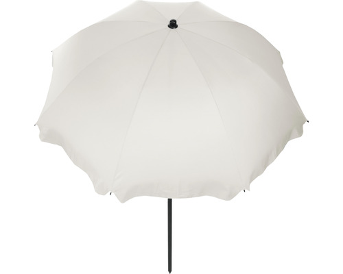 Witte tu parasol met donkere parasolvoet