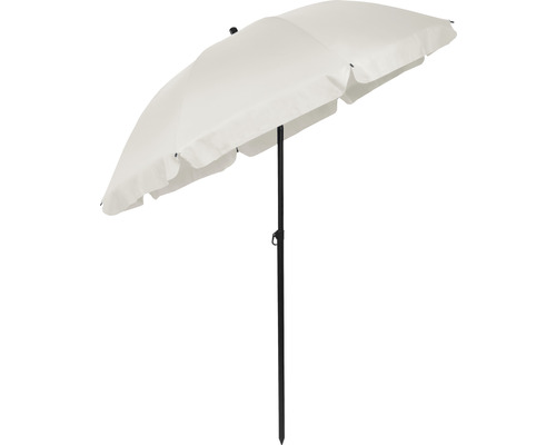 Witte parasol met metalen standaard
