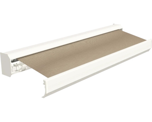 SOLUNA Zonnescherm Solide Luxe 600x300 cm met smart motor rechts, dessin 282 Zonnescherm met witte behuizing en beige doek