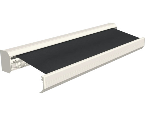 SOLUNA Zonnescherm Solide Comfort 550x300 cm met motor link, dessin 131 Knikarmscherm met zwarte stof