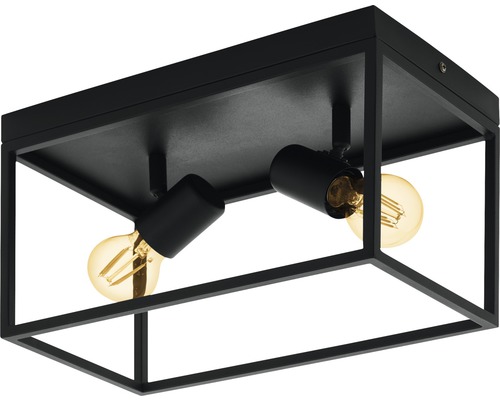 Zwarte plafondlamp met twee lampen