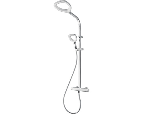 BREUER Regendouche incl. thermostaat Aquamaxx Splash chroom wit vierkant Douchesysteem met hoofddouche, handdouche en thermostaatkraan