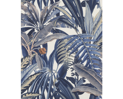 RASCH Vliesbehang 689501 Symphony bladeren blauw Jungle behang met botanisch motief