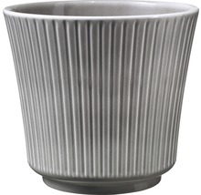 Grijze bloempot met ribbels