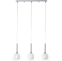 Hanglamp met drie lampen van glas en metaal