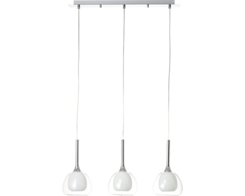 Hanglamp met drie lampen van glas en metaal