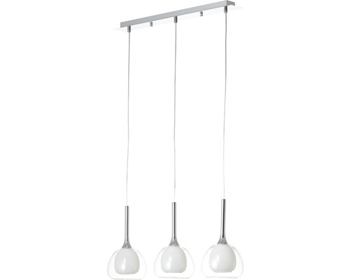 Hanglamp met drie lampen, gemaakt van glas en metaal