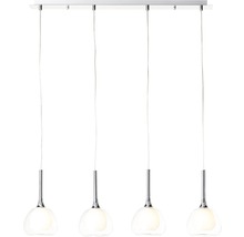 Hanglamp met vier lampen en transparante lampenkappen