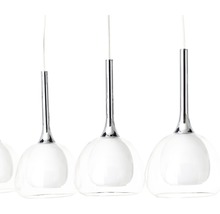 Hanglamp met meerdere lampen, glazen kappen en chroomdetails