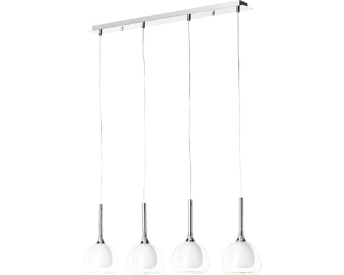 Hanglamp met vier lampen van glas en metaal