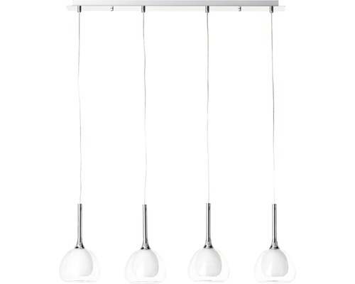 Hanglamp met vier lampen van glas en metaal
