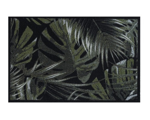 MD ENTREE Schoonloopmat Ambiance palm leaves zwart/groen 50x75 cm