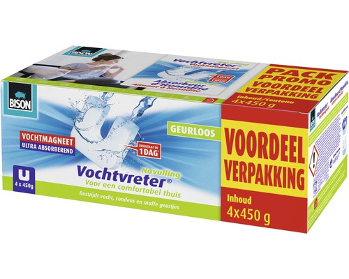 Bison vochtvreter navulling voordeelverpakking met vier stuks