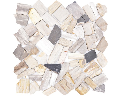 Mozaïektegel natuursteen Ciot FNWS hout/steen mix 30,5x30,5 cm Houten mozaïektegel