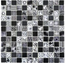 Mozaïektegel glas XCM JT03 zwart 29,8x29,8 cm-thumb-0