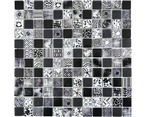 Mozaïektegel glas XCM JT03 zwart 29,8x29,8 cm-0
