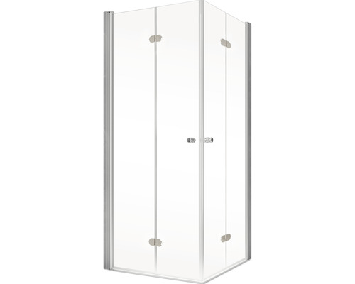 Hoekdouche met transparant glas en zilverkleurig frame