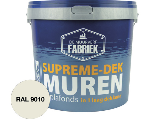 DE MUURVERFFABRIEK Supreme-dek muurverf RAL 9010 10 l