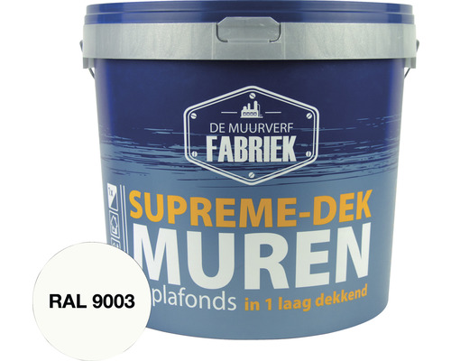 DE MUURVERFFABRIEK Supreme-dek muurverf RAL 9003 10 l