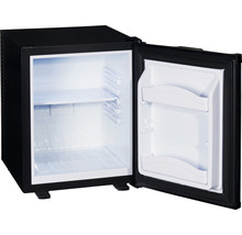 Minibar met open deur, interieur met planken