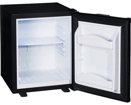 Minibar met open deur, interieur met planken