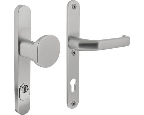 INTERSTEEL Veiligheidsbeslag ovaal smal duw/kruk PC92 anti-kerntrek aluminium F1 Deurbeslagset met sleutelrozet en deurklink