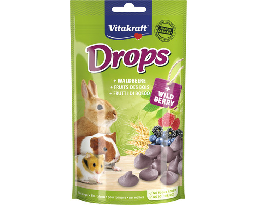 VITAKRAFT Knaagdierensnack bosbessendrops voor dwergkonijnen, 75 gr Vitakraft Drops bosvruchten voor knaagdieren