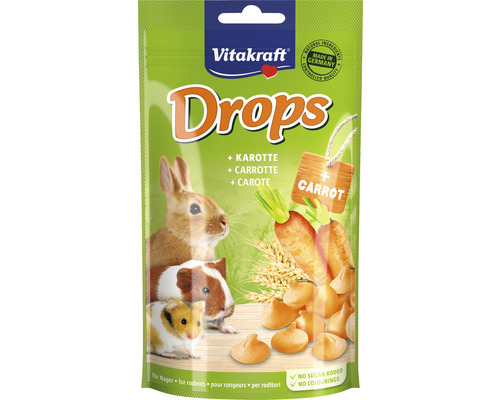 VITAKRAFT Knaagdierensnack worteldrops voor dwergkonijnen, 75 gr Vitakraft Drops voor knaagdieren met wortelsmaak