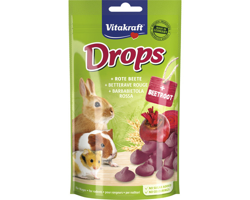 VITAKRAFT Rode bietendrops lactosevrij, 75 gr Vitakraft Drops Rode biet voor knaagdieren