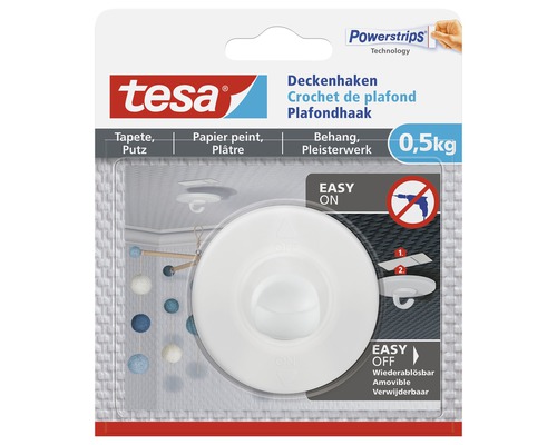 Tesa plafondhaak voor bevestiging zonder boren tot 0,5 kilogram