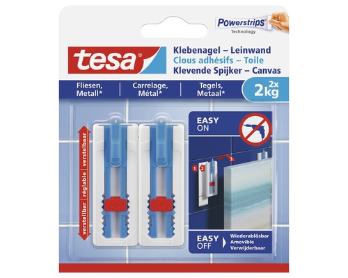 Tesa klevende spijker voor canvas, geschikt voor tegels en metaal, tot 2 kilogram draagkracht