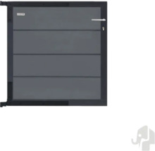 Tuinpoort met horizontale lamellen, handgreep en slot